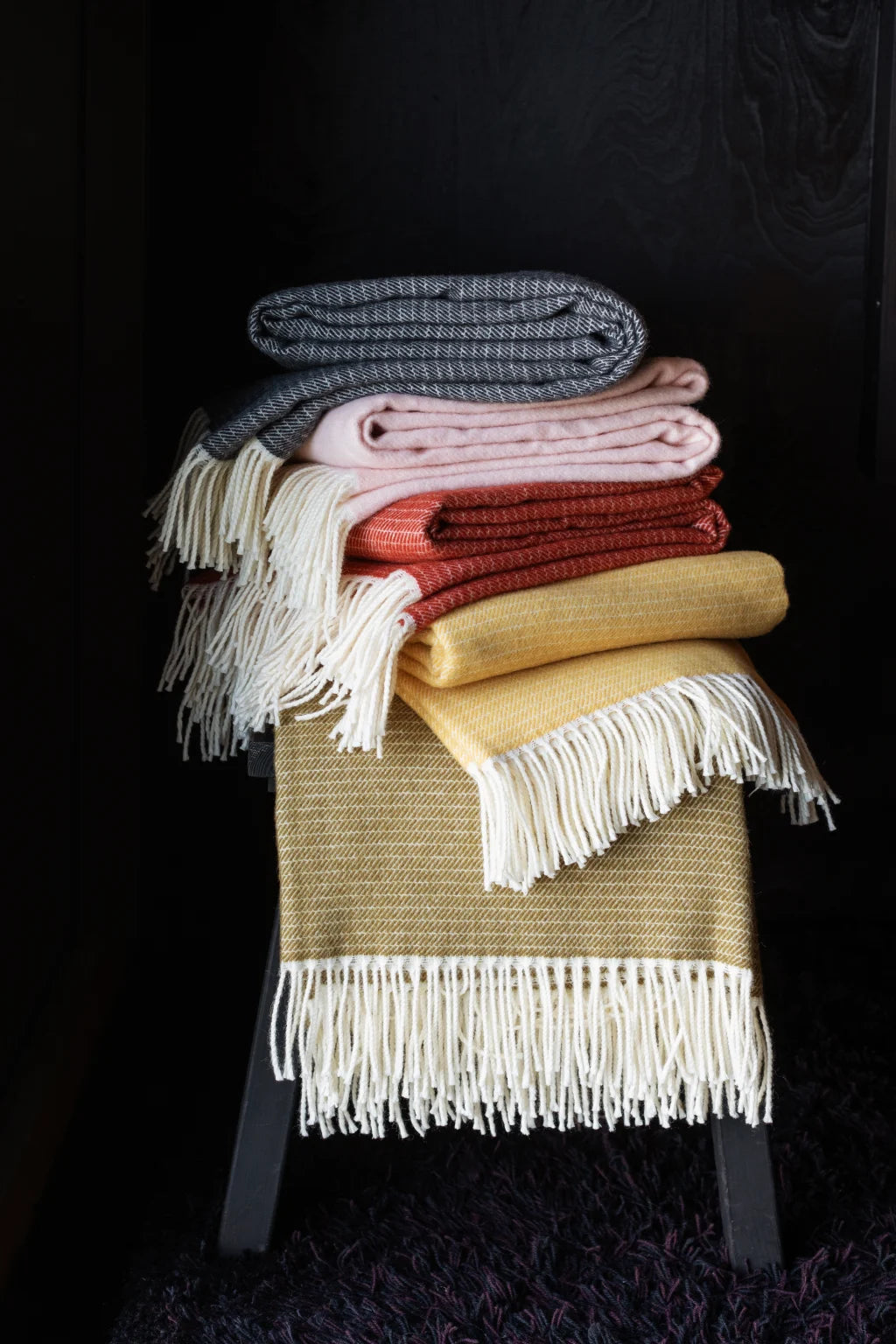 LEPO merínó ullarteppi - bleikt