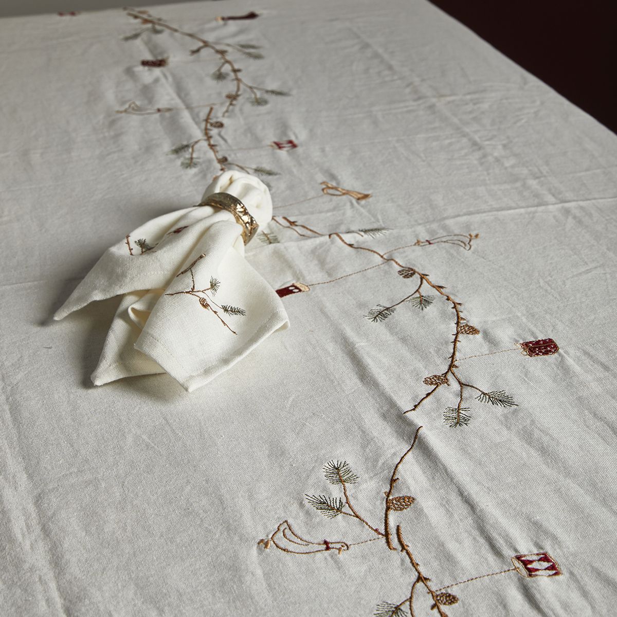 Tauservíettur jóla útsaumaðar - 40x40 cm