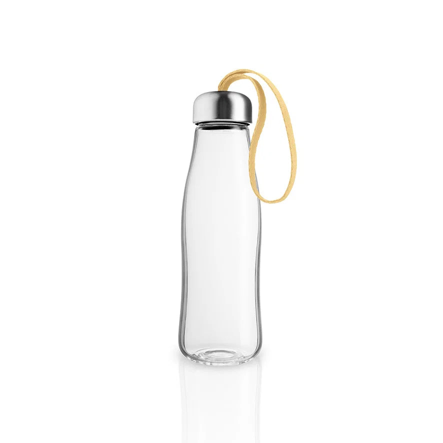 Vatnsflaska gler 0,5 ltr. - gult band