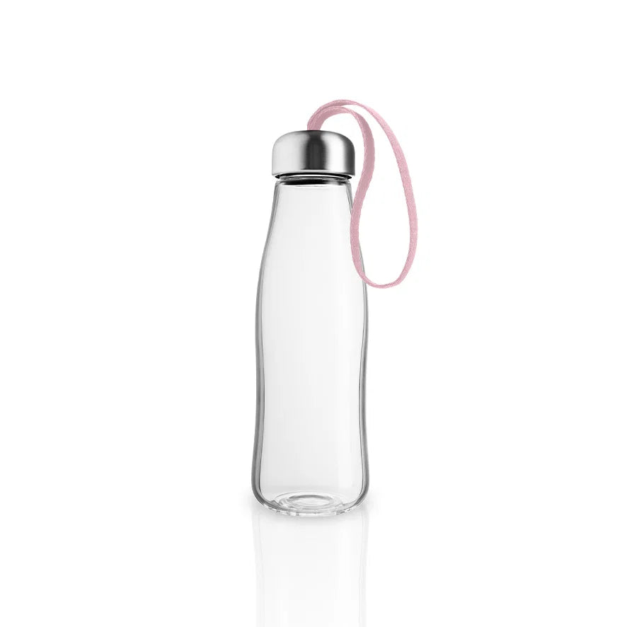 Vatnsflaska gler 0,5 ltr. - bleikt band