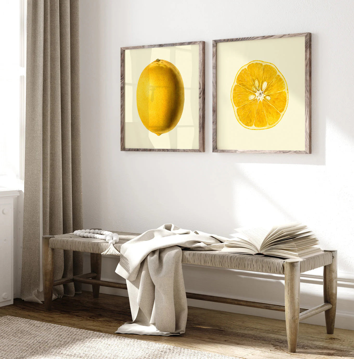 Lemon open í eikarramma- 15x15 cm