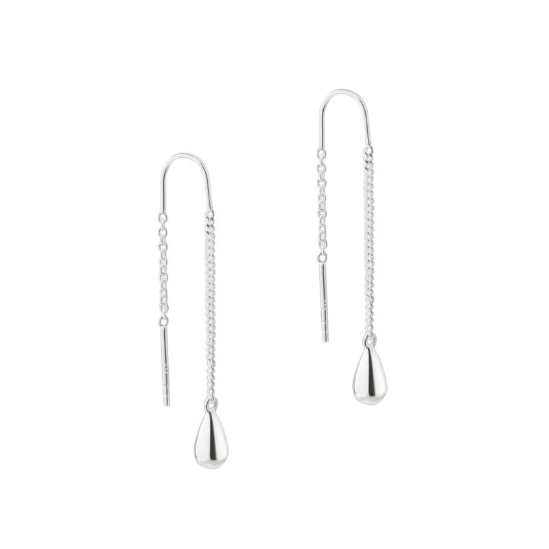 Shiny drop eyrnalokkar þræddir - silfur