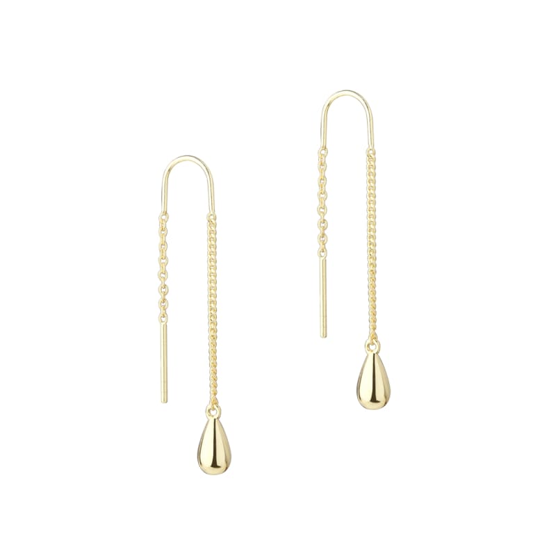 Shiny drop eyrnalokkar þræddir - gullhúðaðir