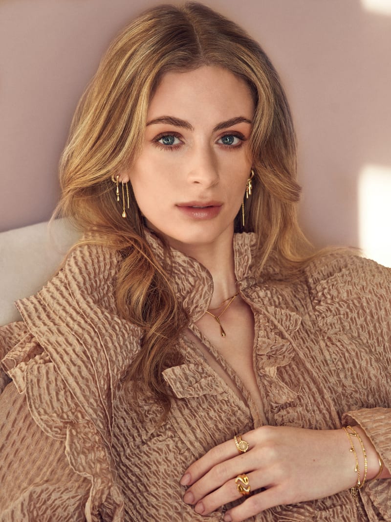 Shiny drop eyrnalokkar þræddir - gullhúðaðir