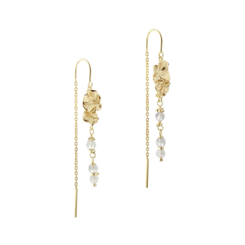 Folio blue eyrnalokkar þræddir - gullhúðaðir