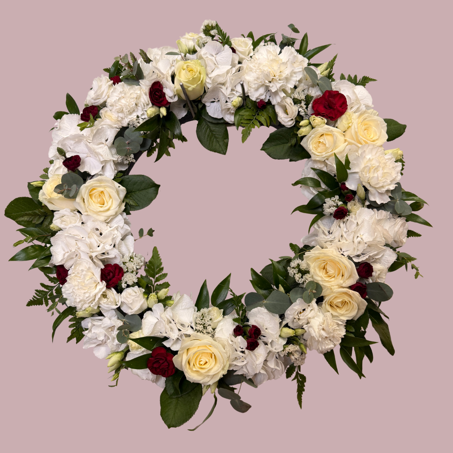 Krans - hvítur með rauðu