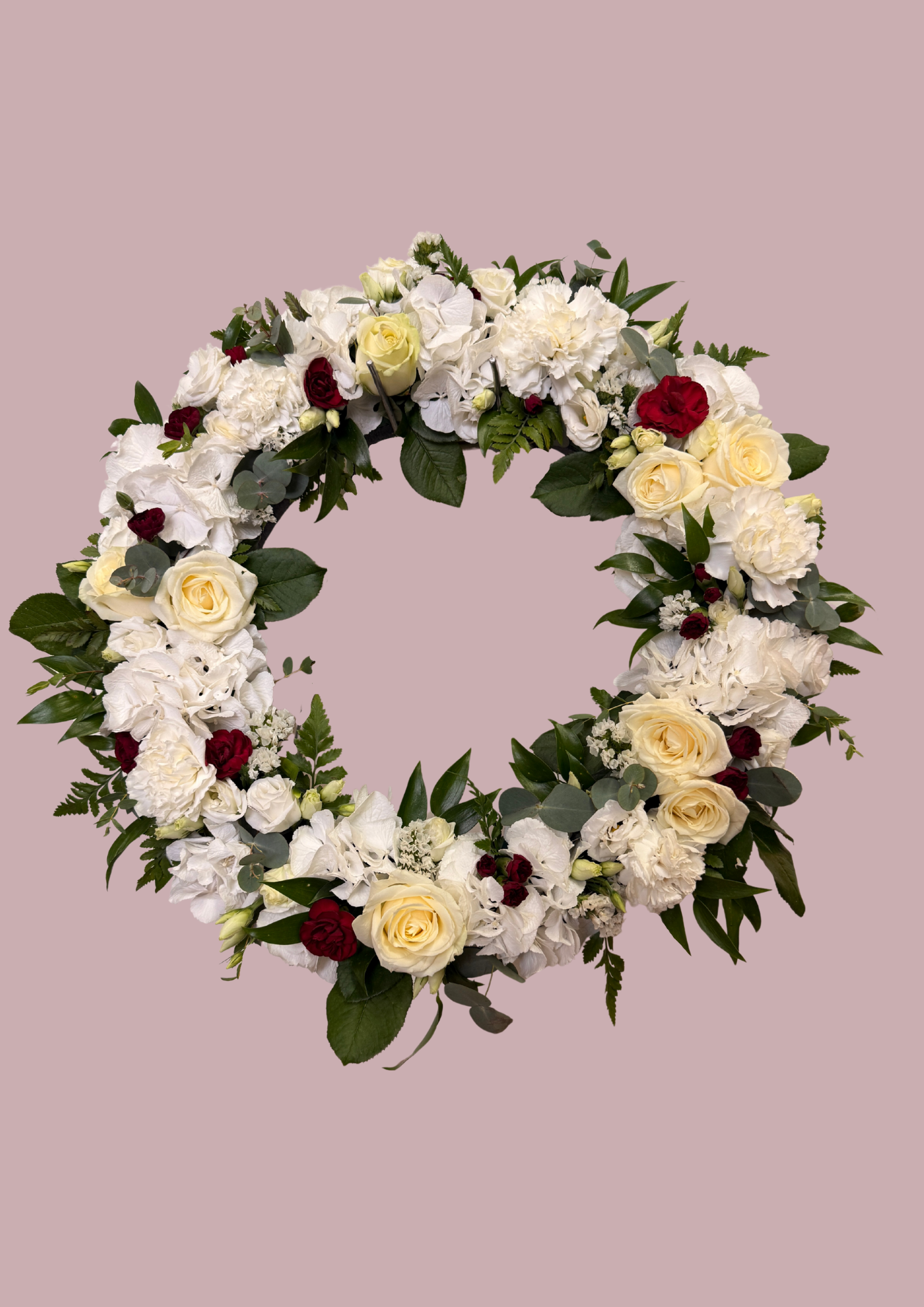 Krans - hvítur með rauðu