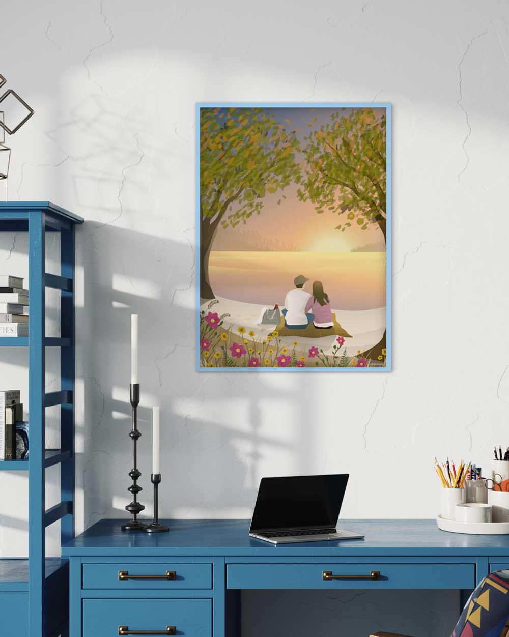 Myndarammi úr viði - blár