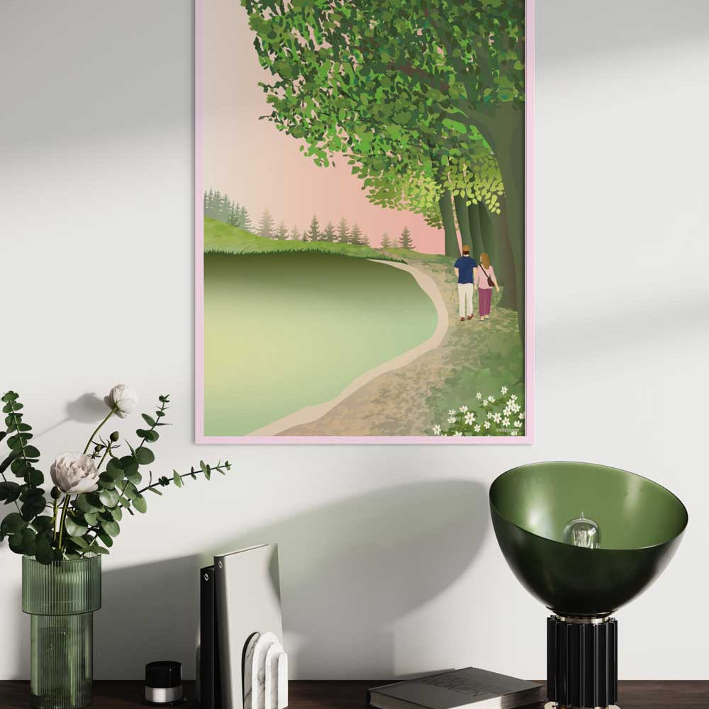 Myndarammi úr viði - bleikur