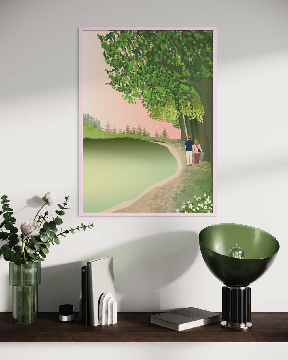 Myndarammi úr viði - bleikur