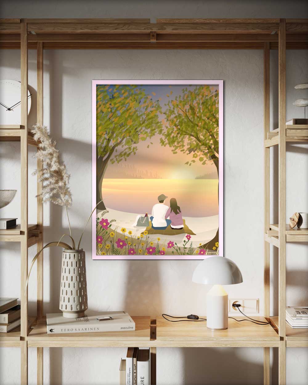 Myndarammi úr viði - bleikur