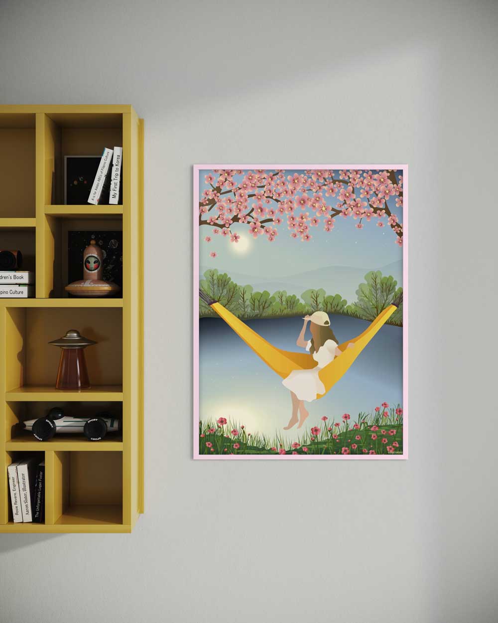 Myndarammi úr viði - bleikur