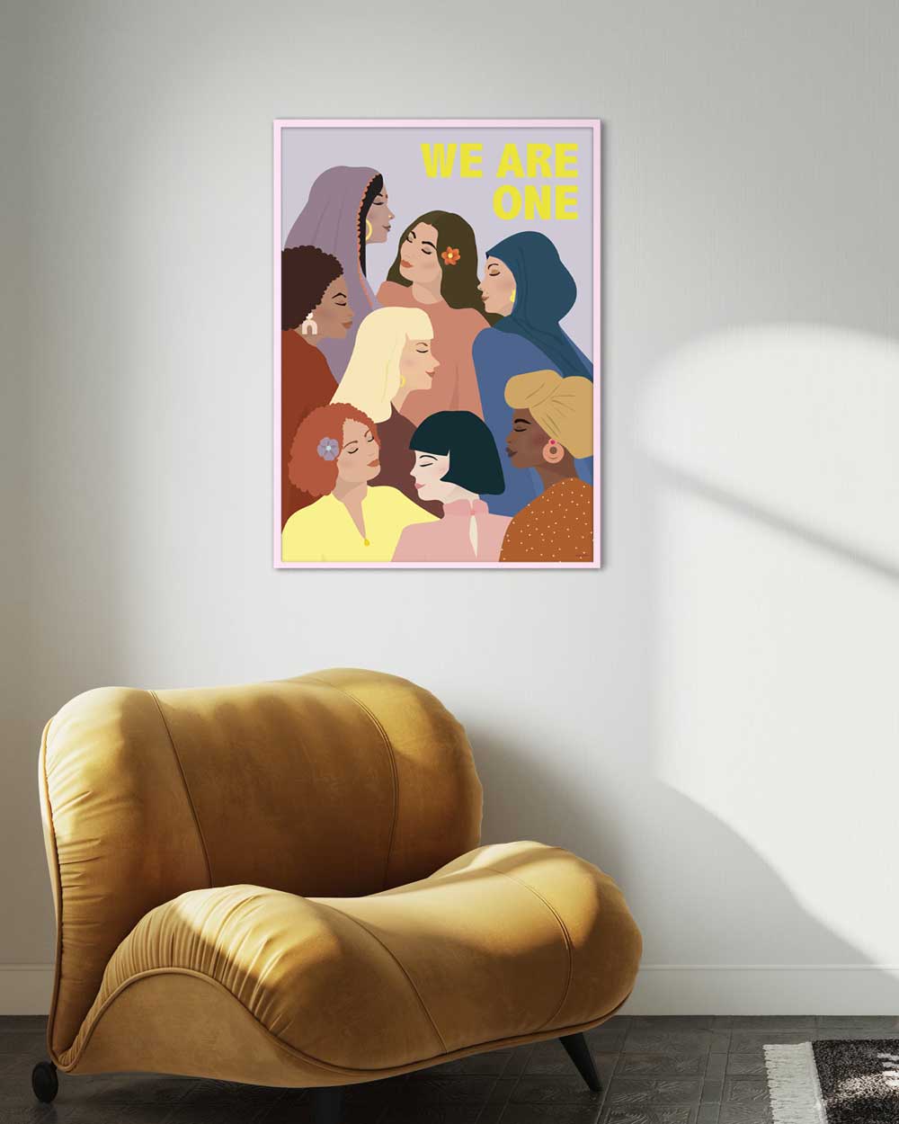 Myndarammi úr viði - bleikur