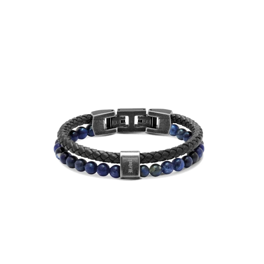 Karma perlu- og leðurarmband dökkblátt - 13 mm