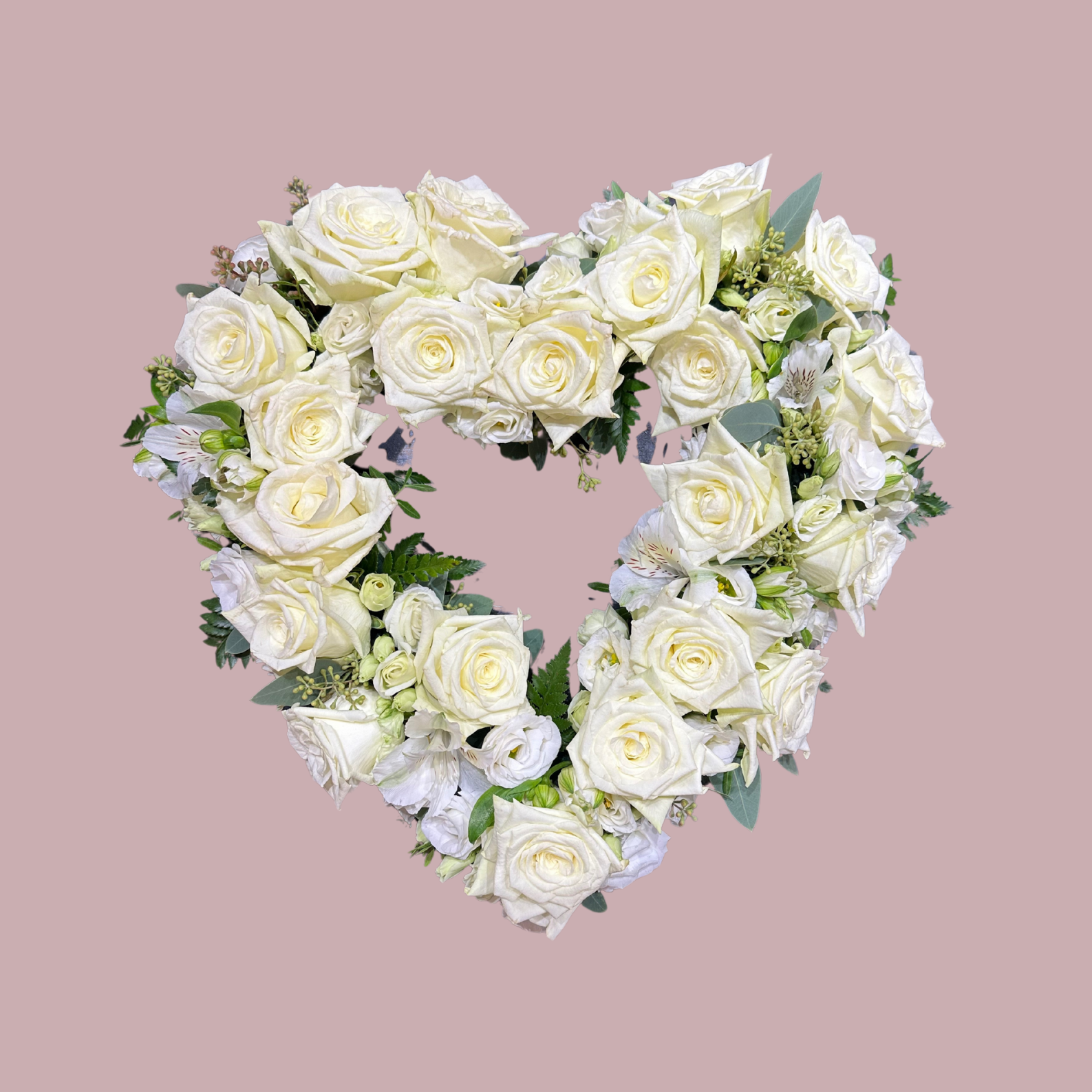 Hjarta - hvítar rósir