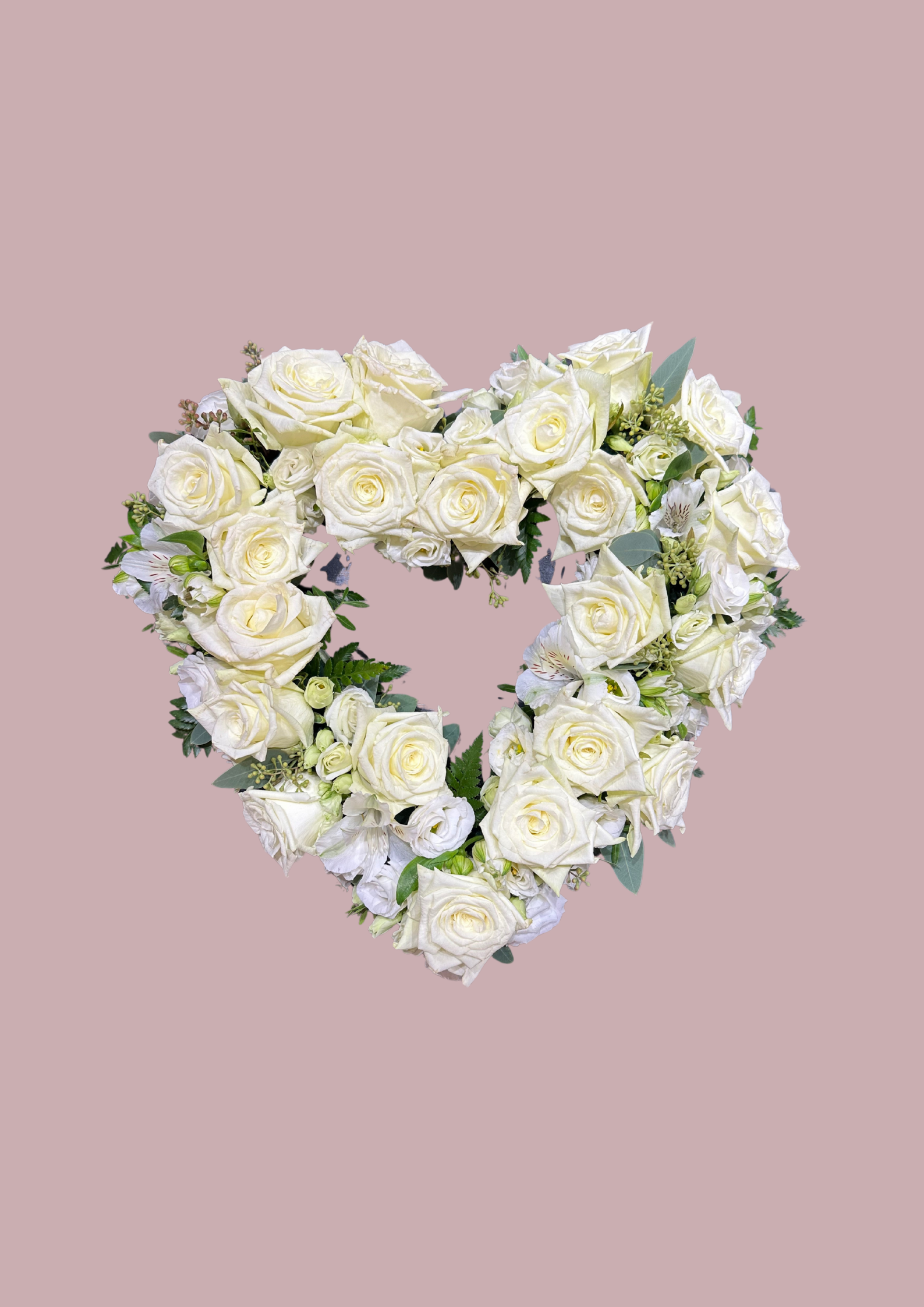 Hjarta - hvítar rósir