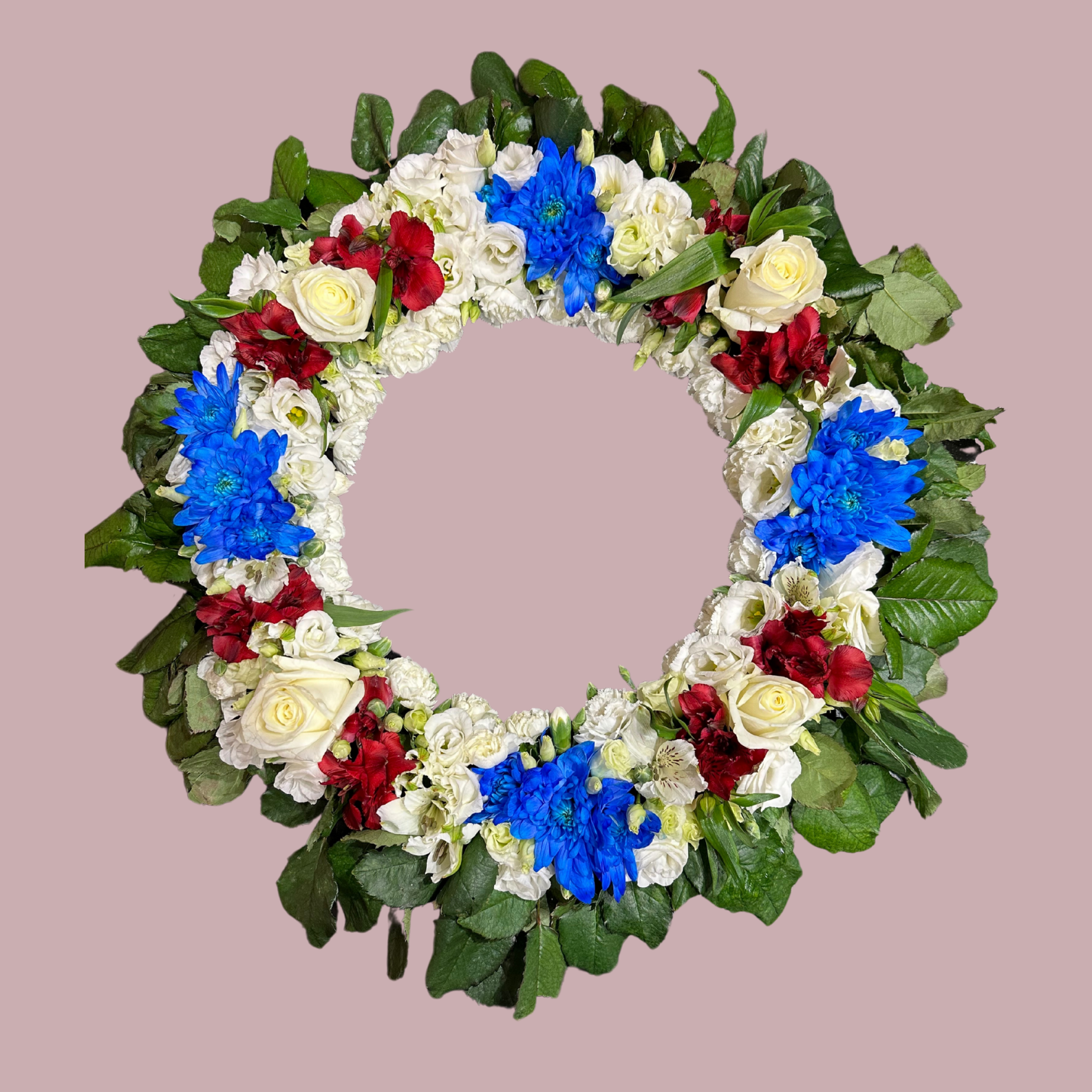 Krans - blár, rauður og hvítur