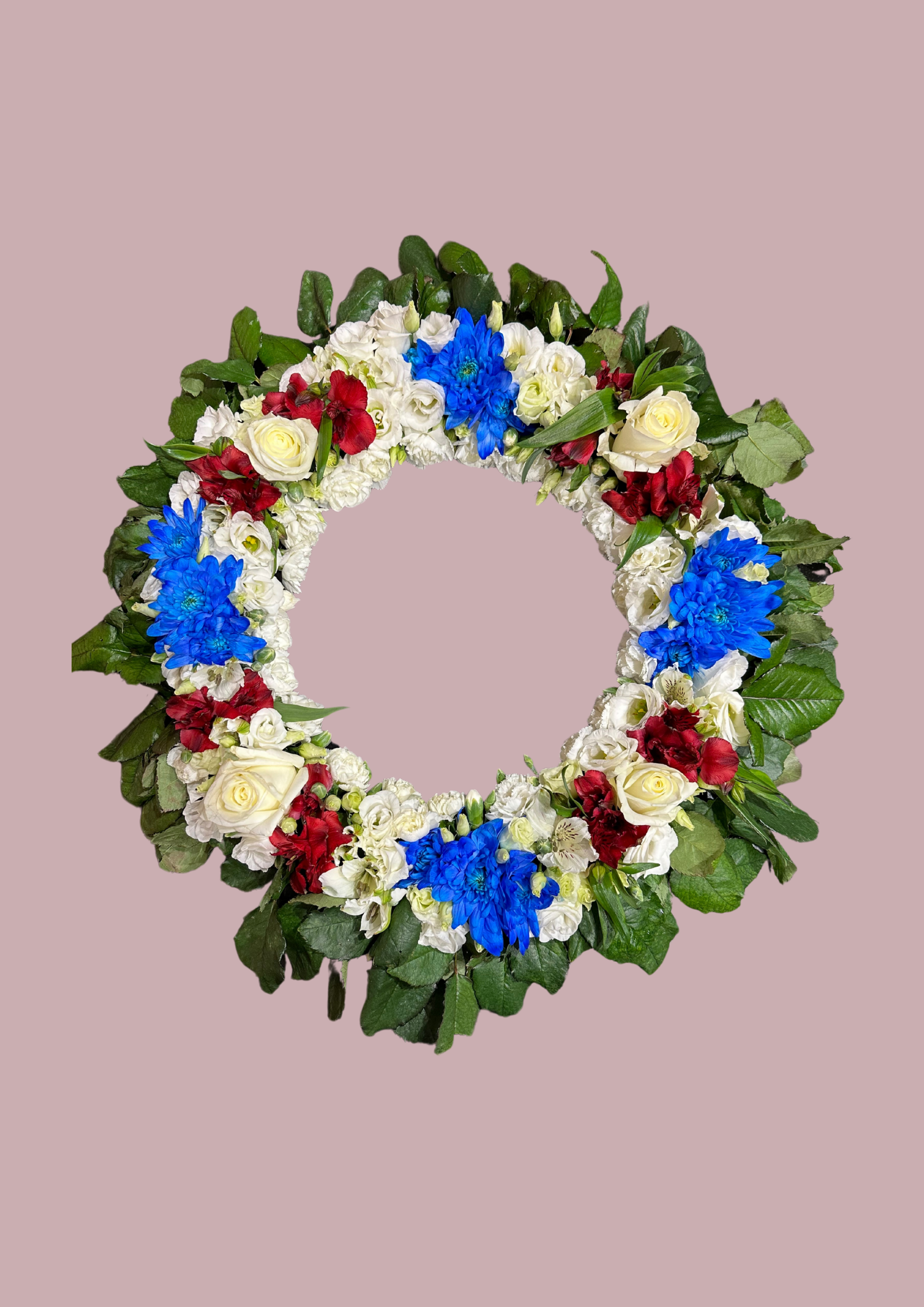 Krans - blár, rauður og hvítur