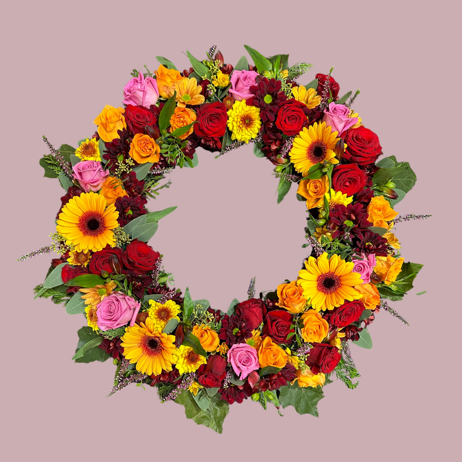 Krans - haustlitir með bleiku