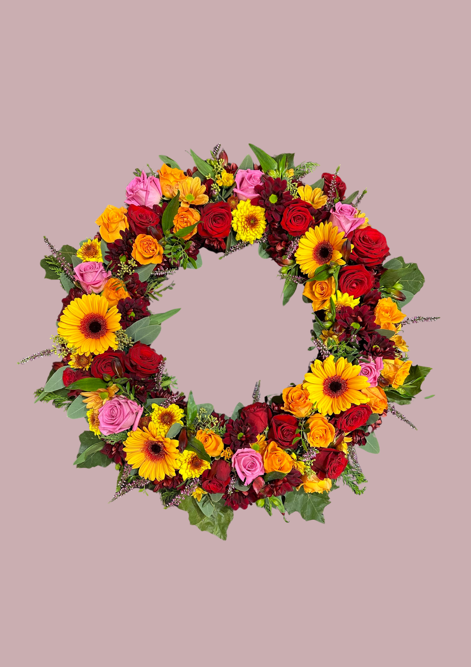 Krans - haustlitir með bleiku