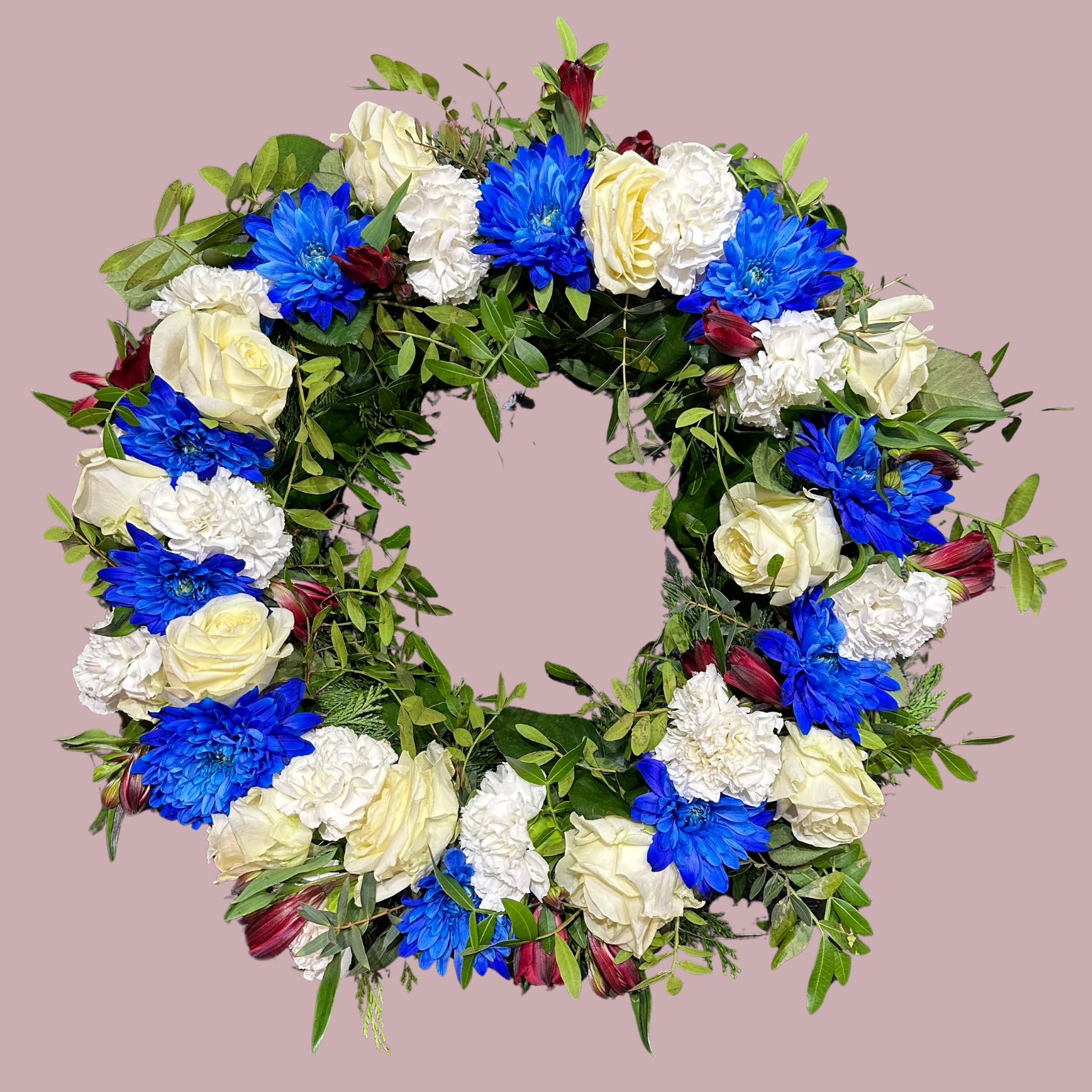 Krans - blár, hvítur og rauður