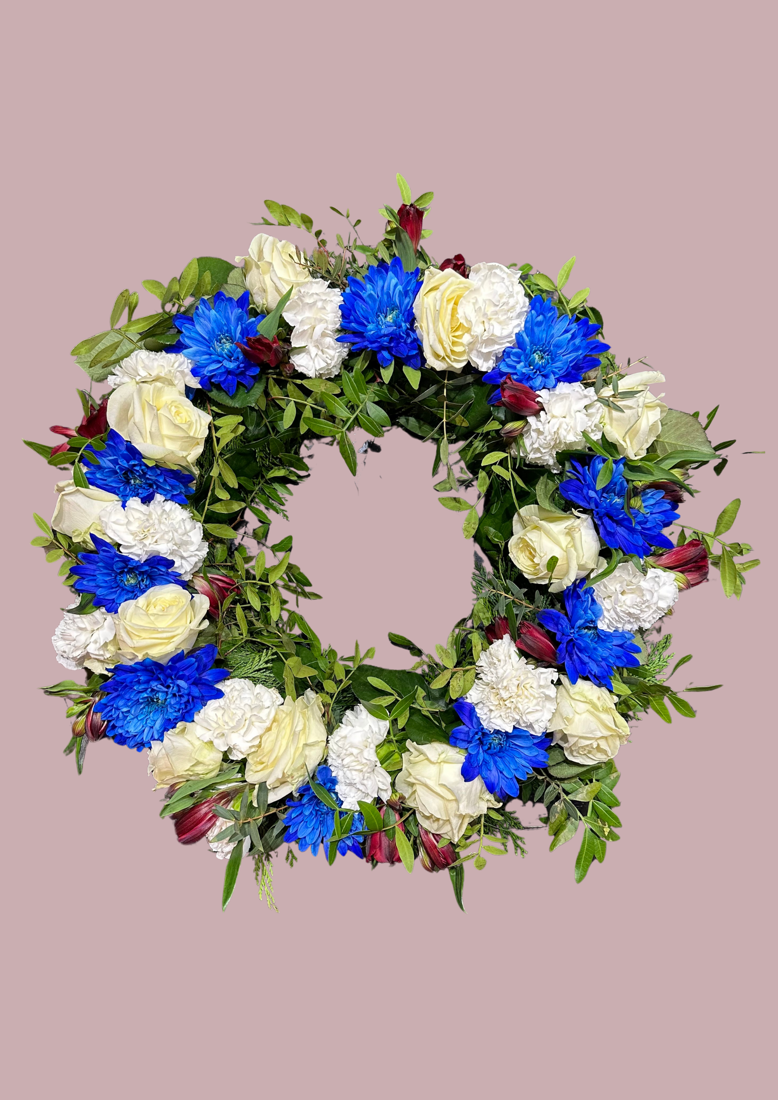 Krans - blár, hvítur og rauður