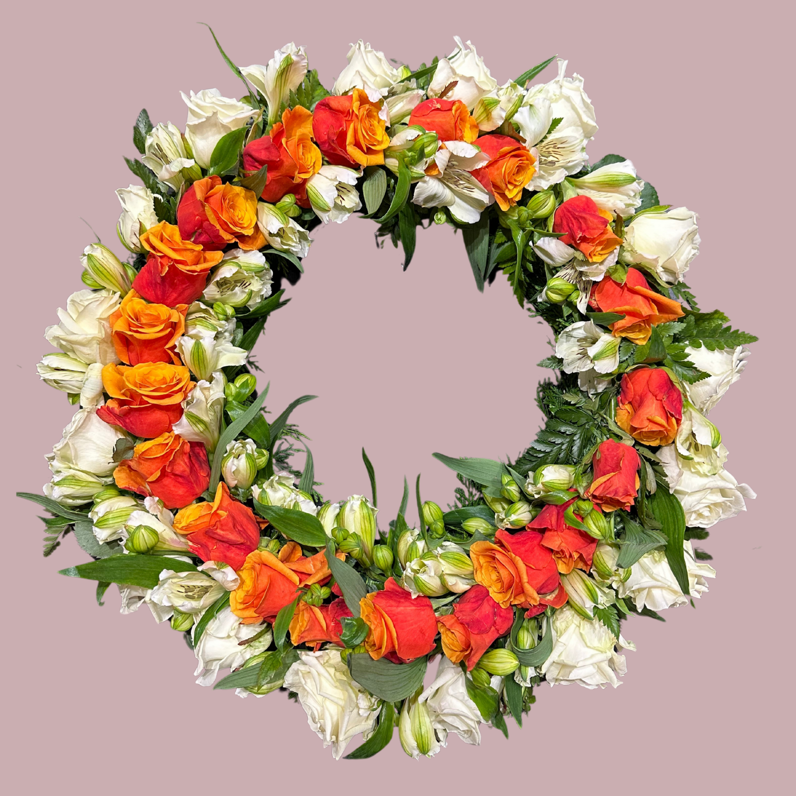 Krans - hvítur og appelsínugulur