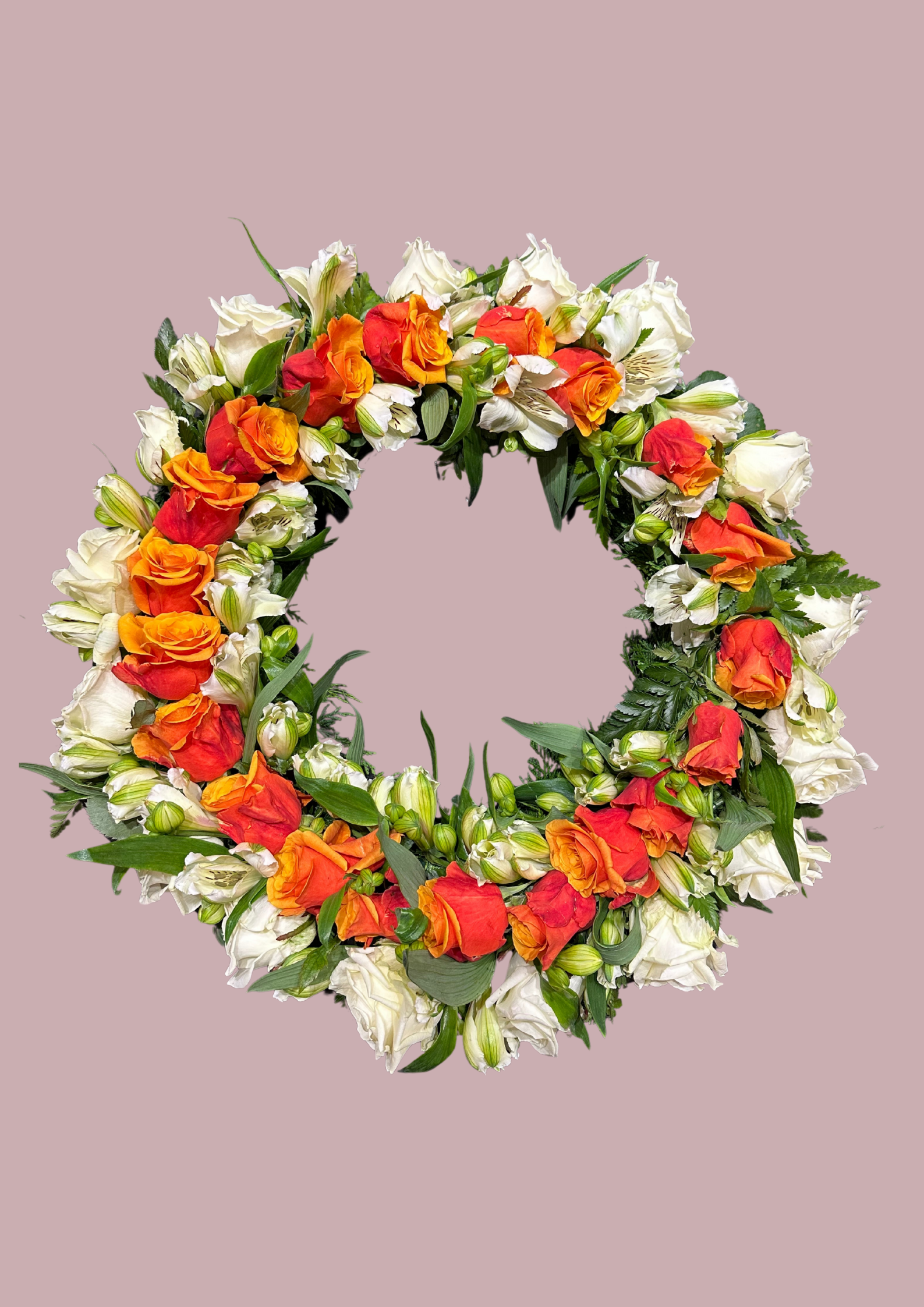 Krans - hvítur og appelsínugulur