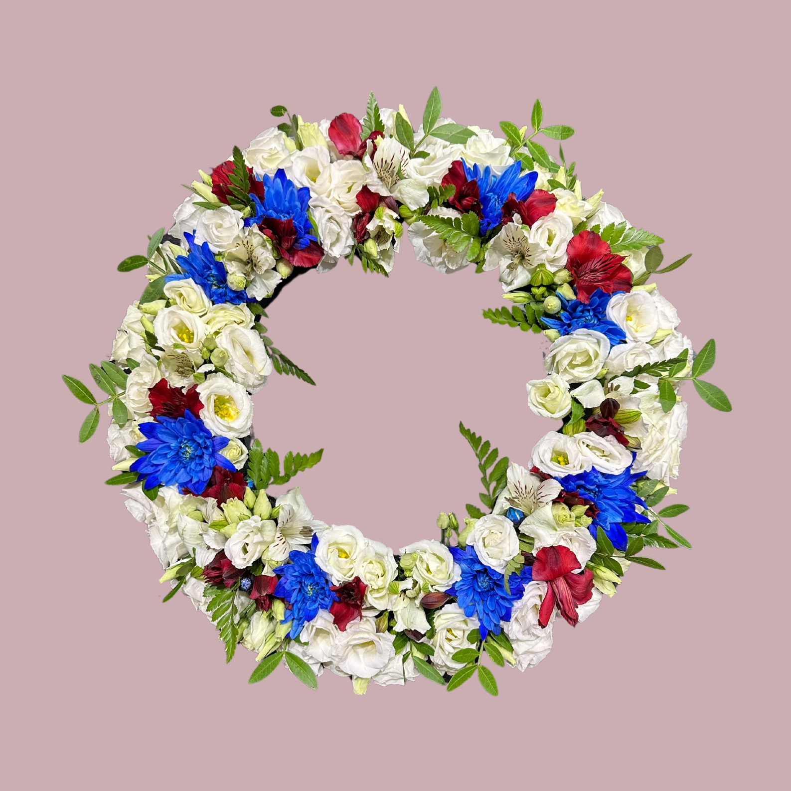 Krans - hvítur, blár og rauður