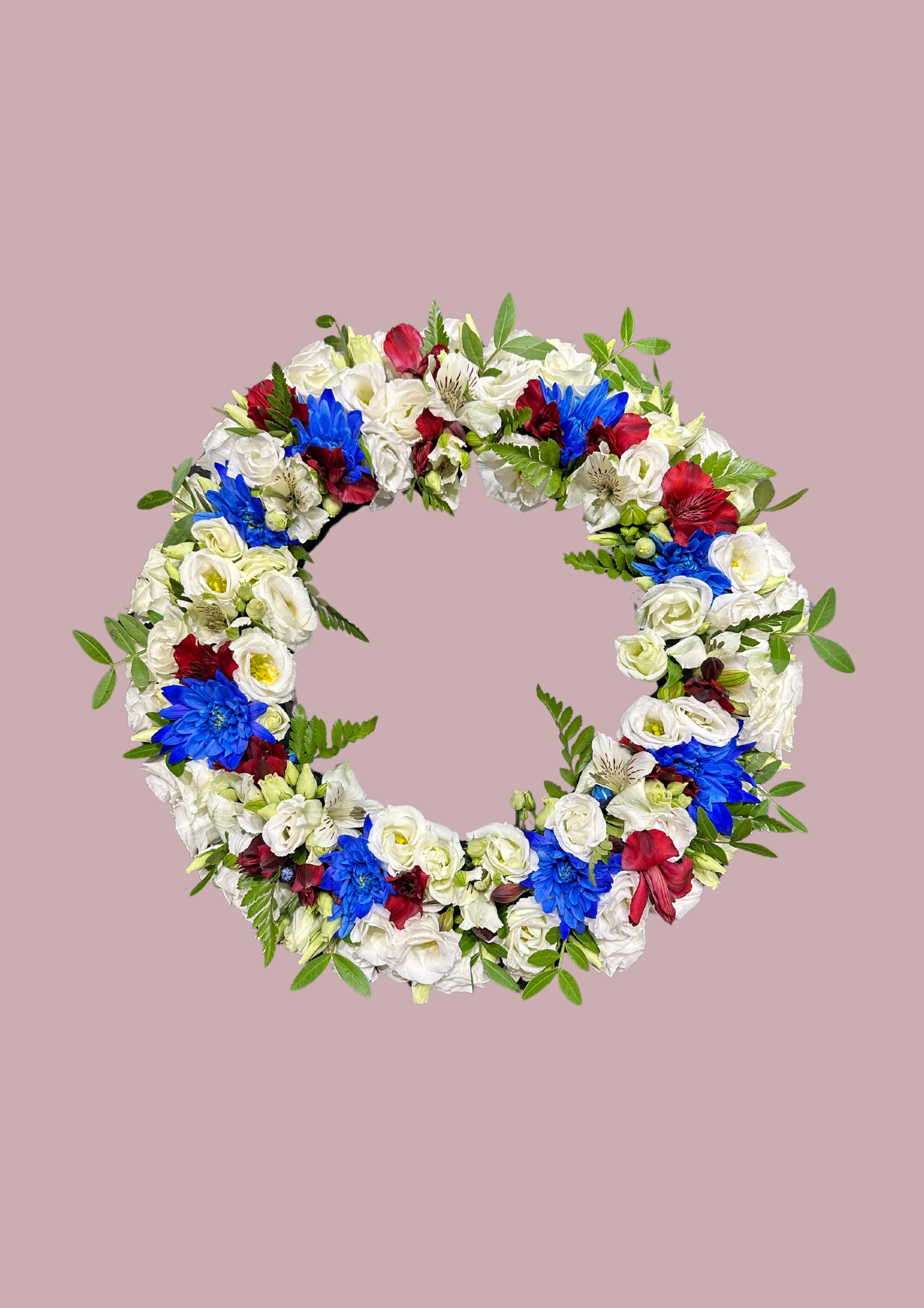Krans - hvítur, blár og rauður