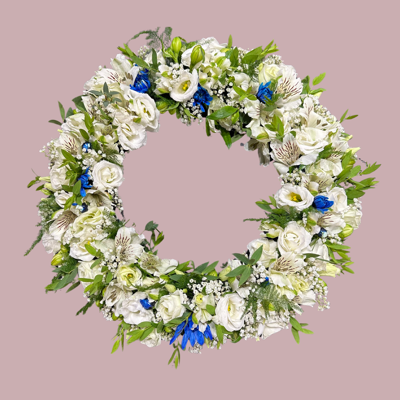Krans - hvítur og blár