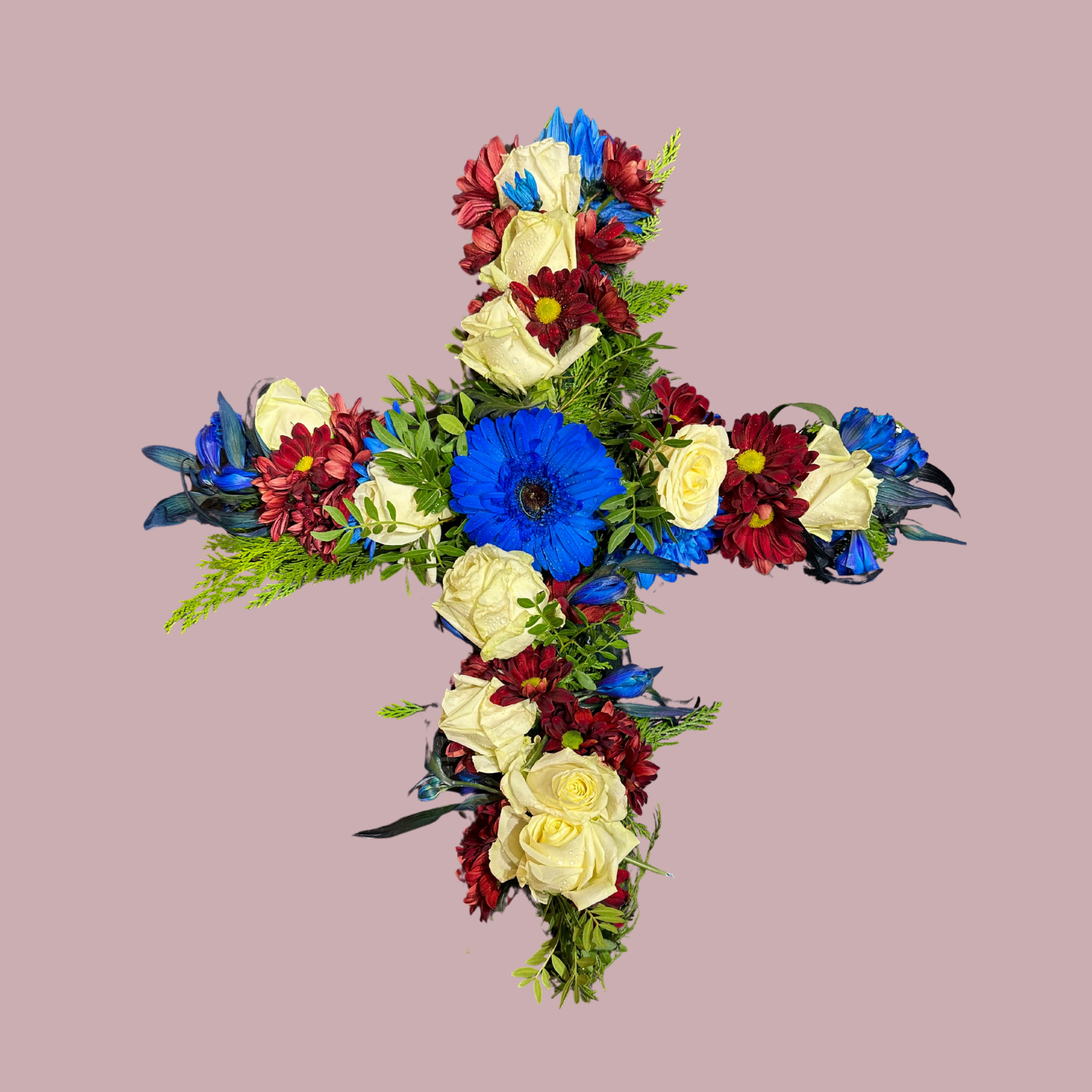 Kross - hvítur, rauður og blár