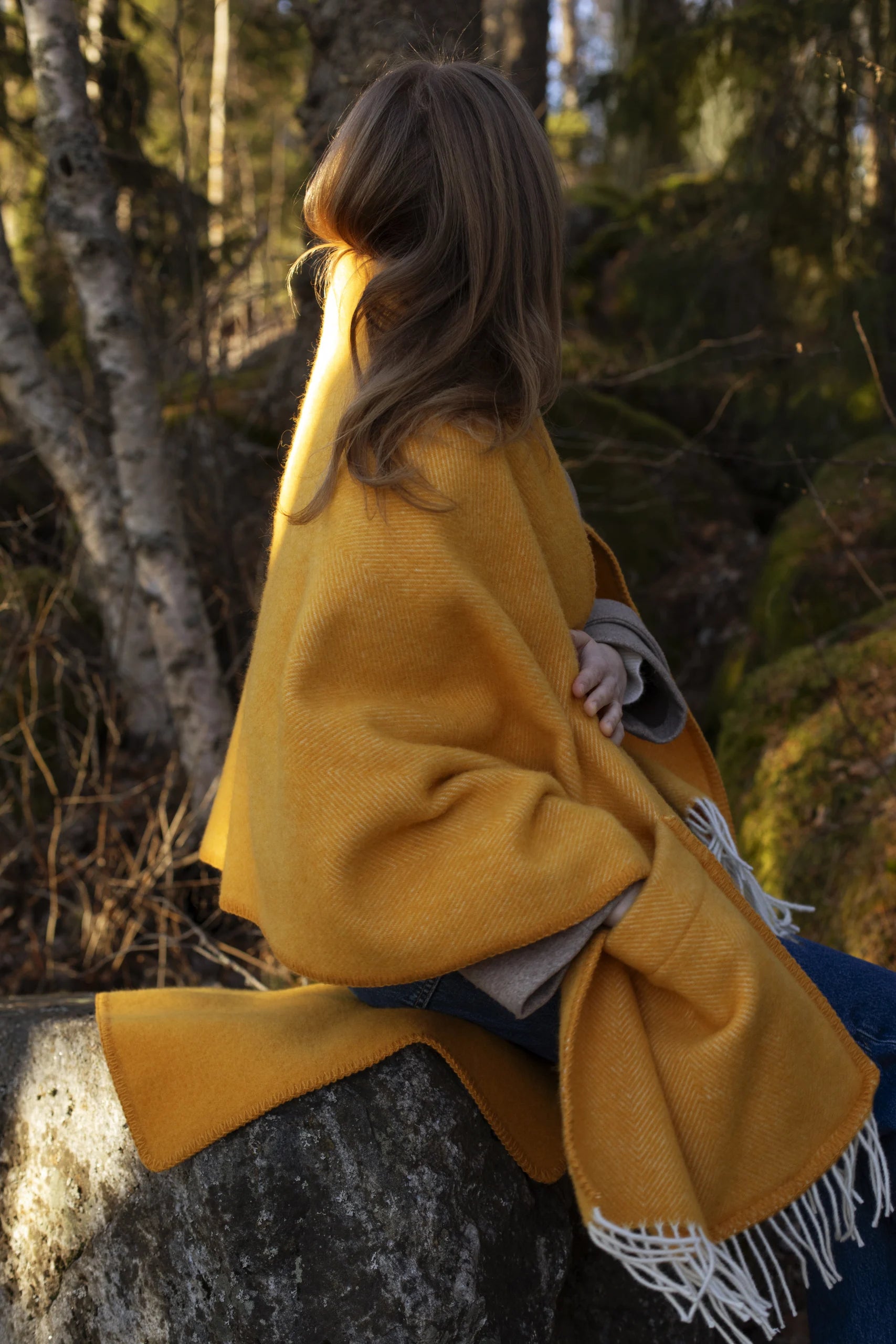 ARVO ullarsjal með vösum - grátt