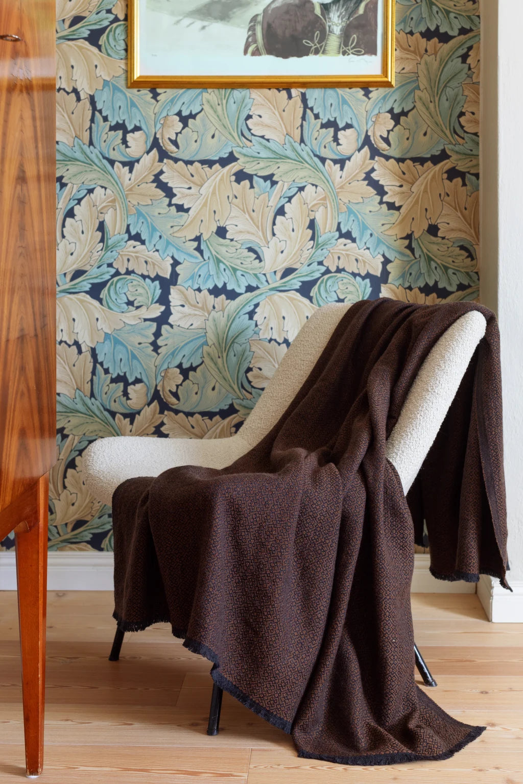 KOLI merínó ullarteppi - blátt og svart