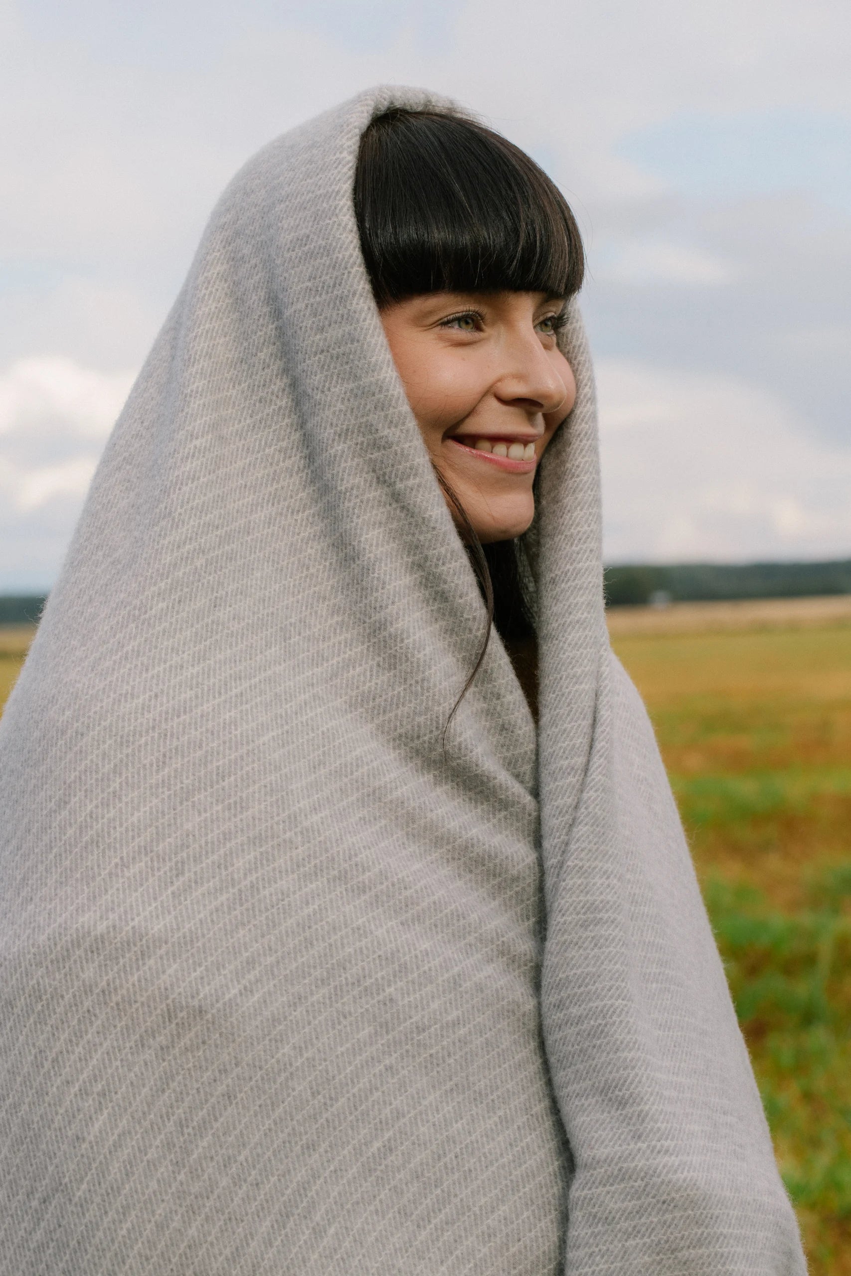 LEPO merínó ullarteppi - grár