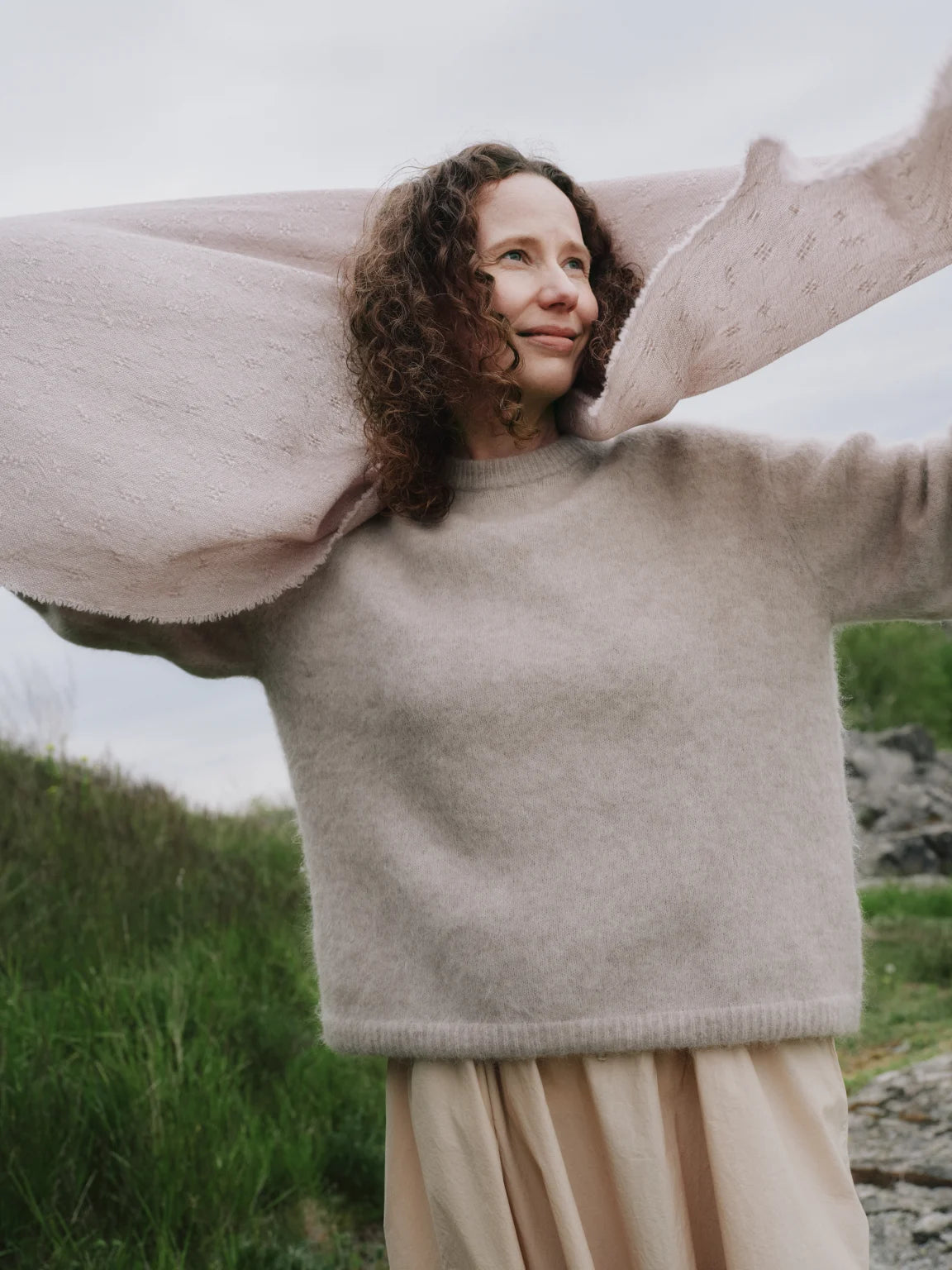 TUULA merínó trefill - drappaður og hvítur