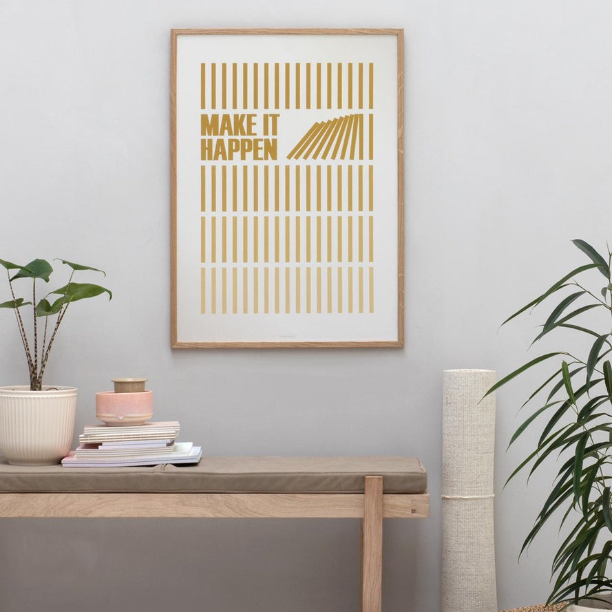 Make it happen gulbrúnt veggspjald