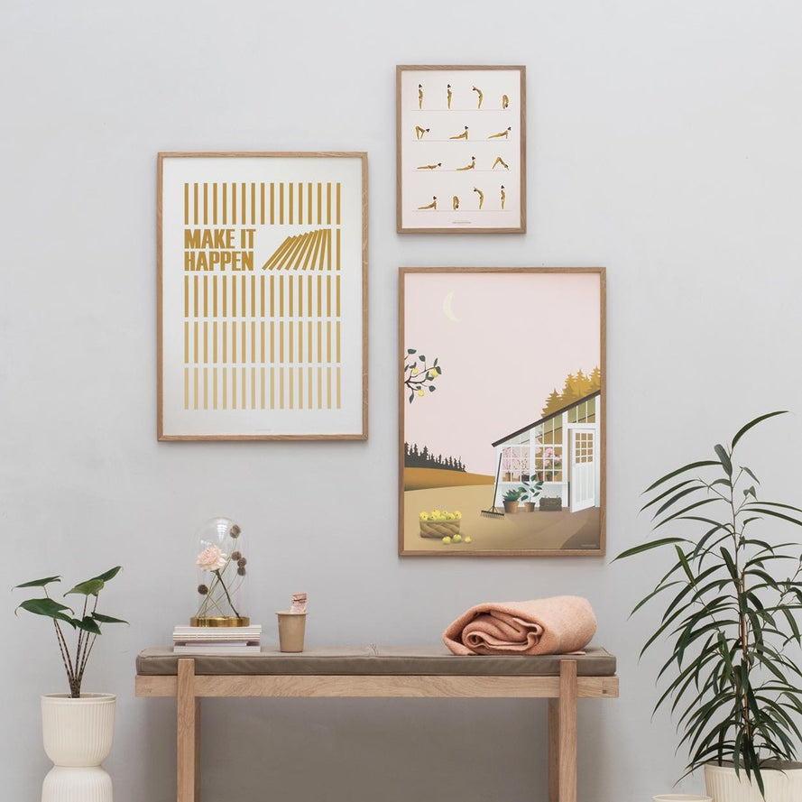 Make it happen gulbrúnt veggspjald