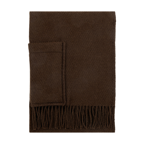 UNI ullarsjal með vösum - brúnt