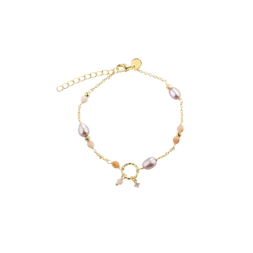 Koi rose pearl armband - gyllt