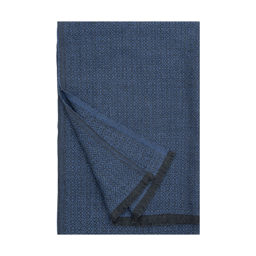 KOLI merínó ullarteppi - blátt og svart