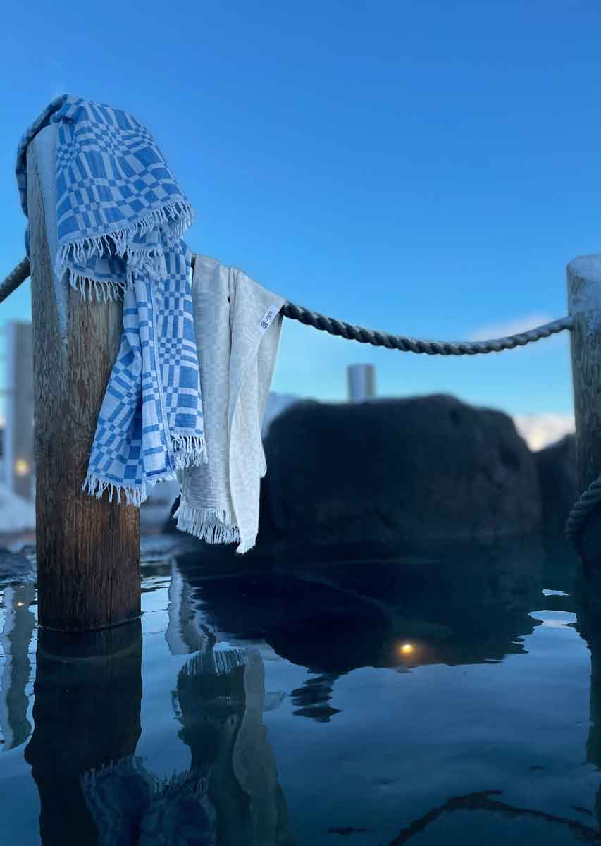 Handklæði Skák - blátt - 90x170 cm