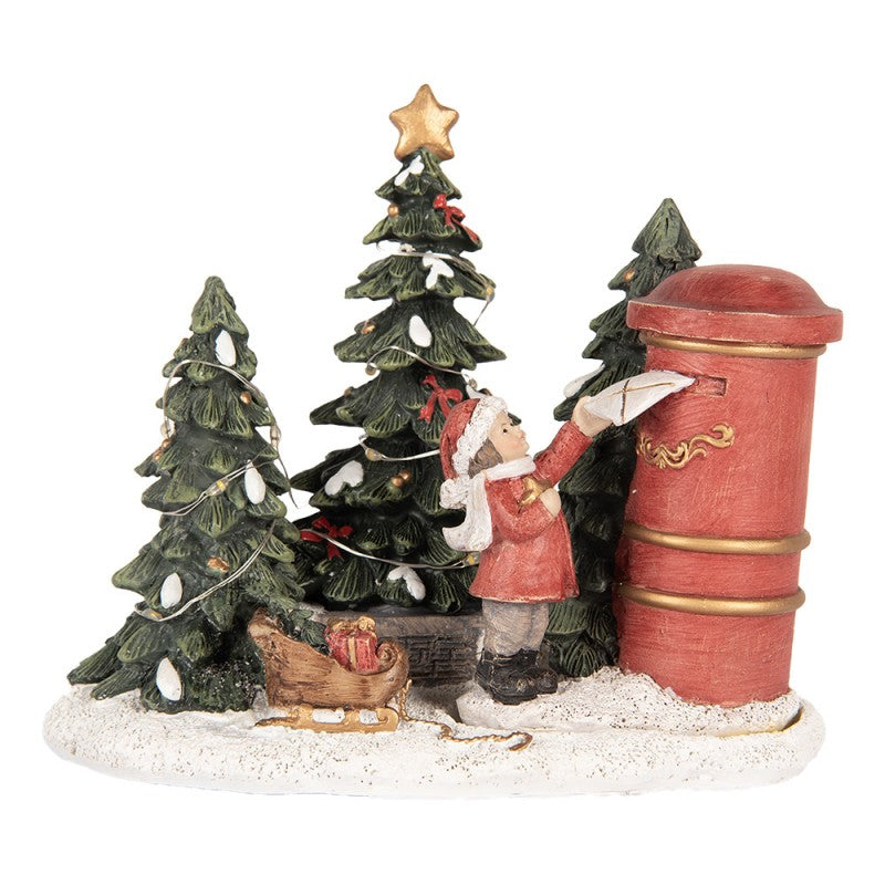 Jólastytta - barn við póstkassa m/LED