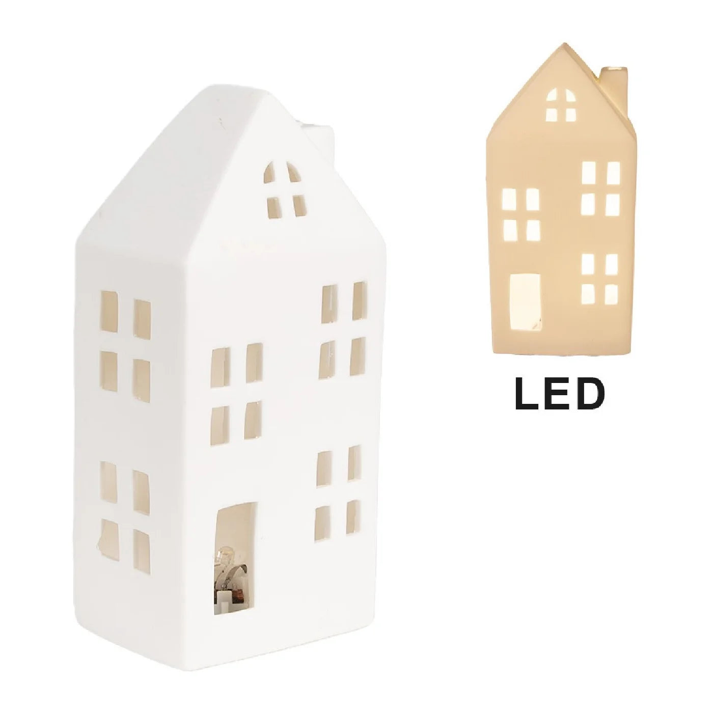 Hús m/LED ljósi - hvítt
