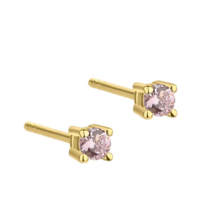 Mini Kaya eyrnalokkar - gullhúðaðir m/bleikum steini