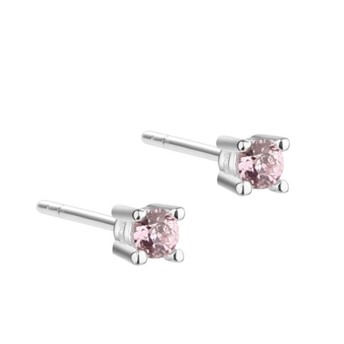 Mini Kaya eyrnalokkar - silfur m/bleikum steini