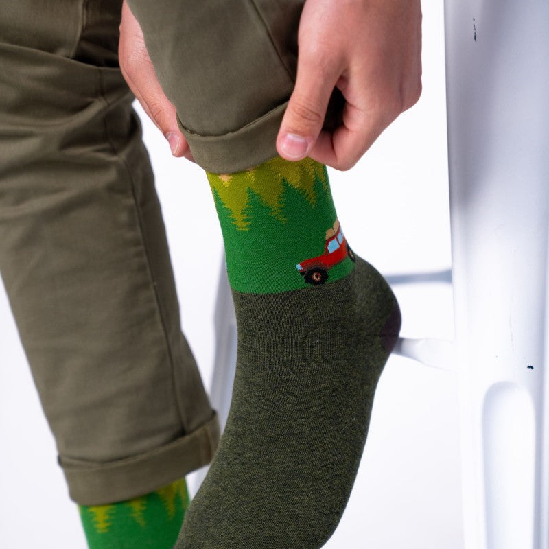 Mynstraðir sokkar - bílferð