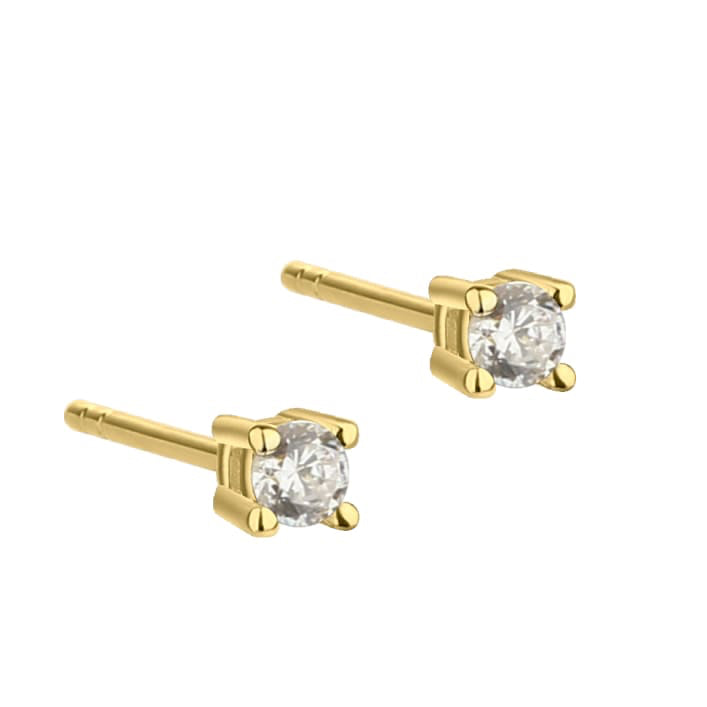 Mini Kaya eyrnalokkar - gullhúðaðir m/hvítum steini