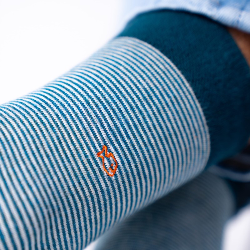 Röndóttir sokkar - blágrænir og hvítir