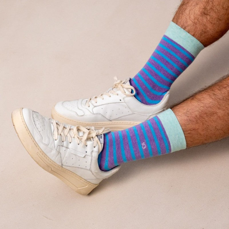 Röndóttir sokkar - fjólubláir og bláir